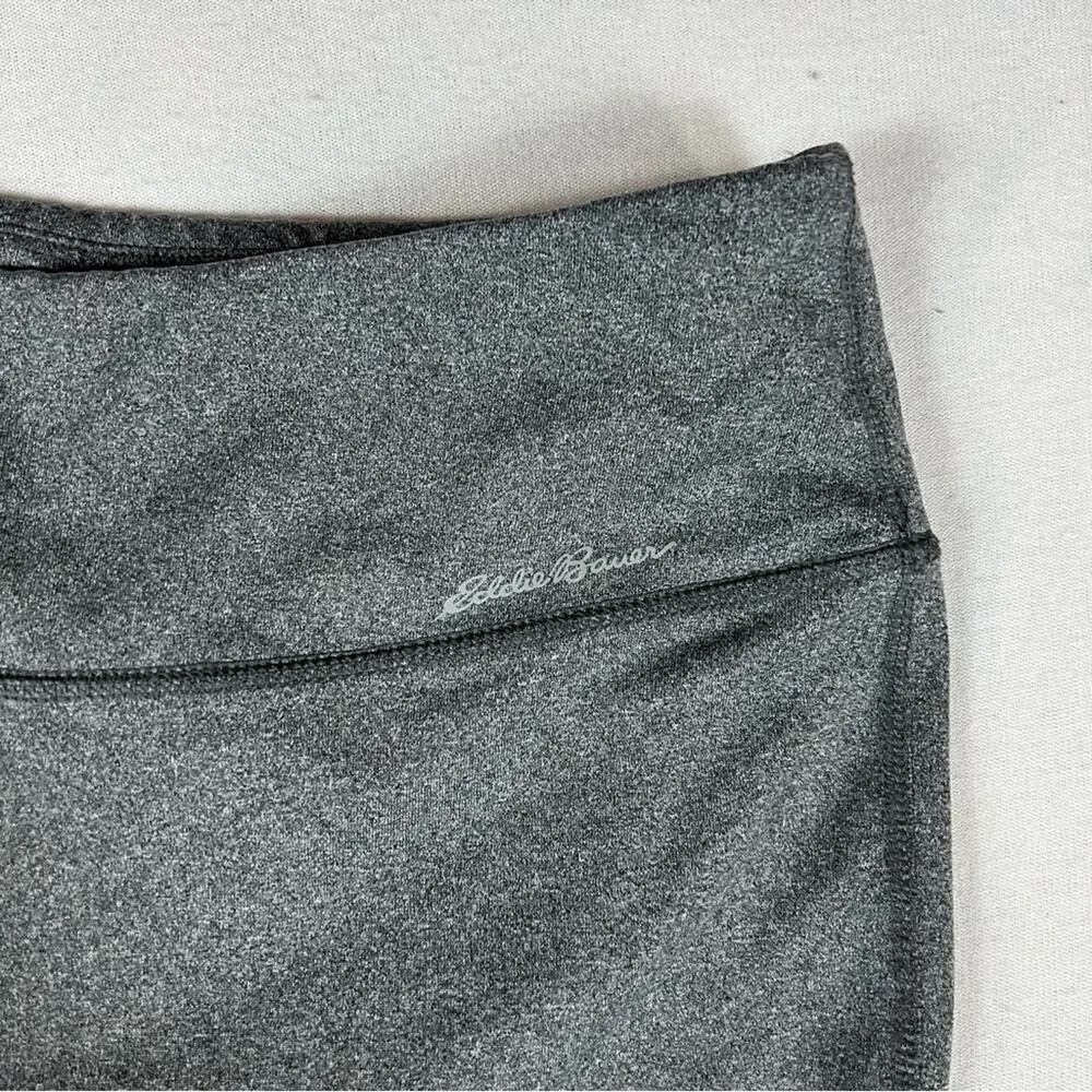 Eddie Bauer Gray Capri Crop Leggings Womens M Medium Key Pocket Mid Rise Pull On